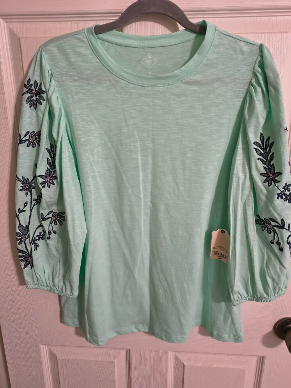 St. John's Bay Embroidered Puff Sleeve Blouse